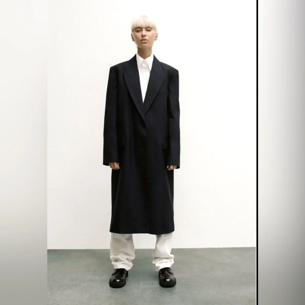 MINIMALIST WOOL BLEND COAT ZW COLLECTION - Picture 1 of 6
